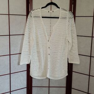 Ladies White Fishnet Cover Sweater